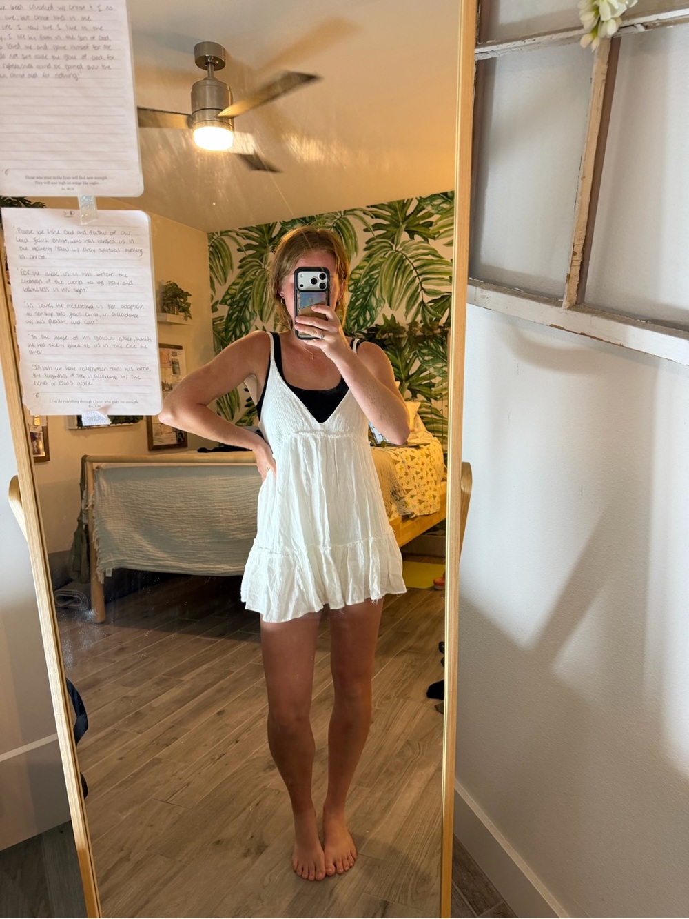 Women's White Swim Coverup Dress - Lightweight V-Neck